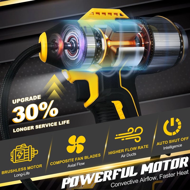 RAYLEEY Tire Inflator Cordless for Dewalt MAX 20V Battery [Tool Only], 160PSI Portable Air Inflator with Pressure Gauge, Auto-Shut Off & Fast Inflation, Auto Air Pump for Car, Motorcycle, Bike, Ball - Image 5
